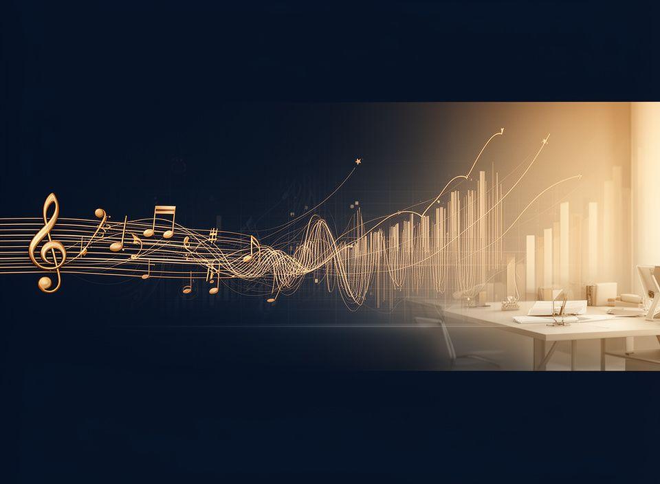 Immagine concettuale che rappresenta la musica come metafora della pianificazione finanziaria d'impresa