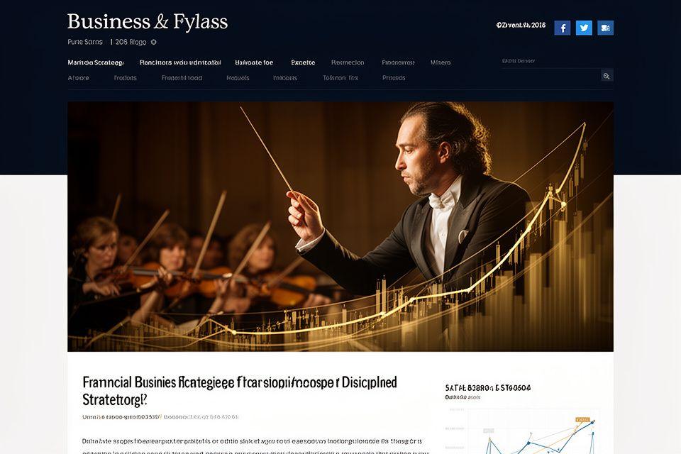 Copertina di articolo sulla pianificazione strategica con un direttore d'orchestra e grafici finanziari